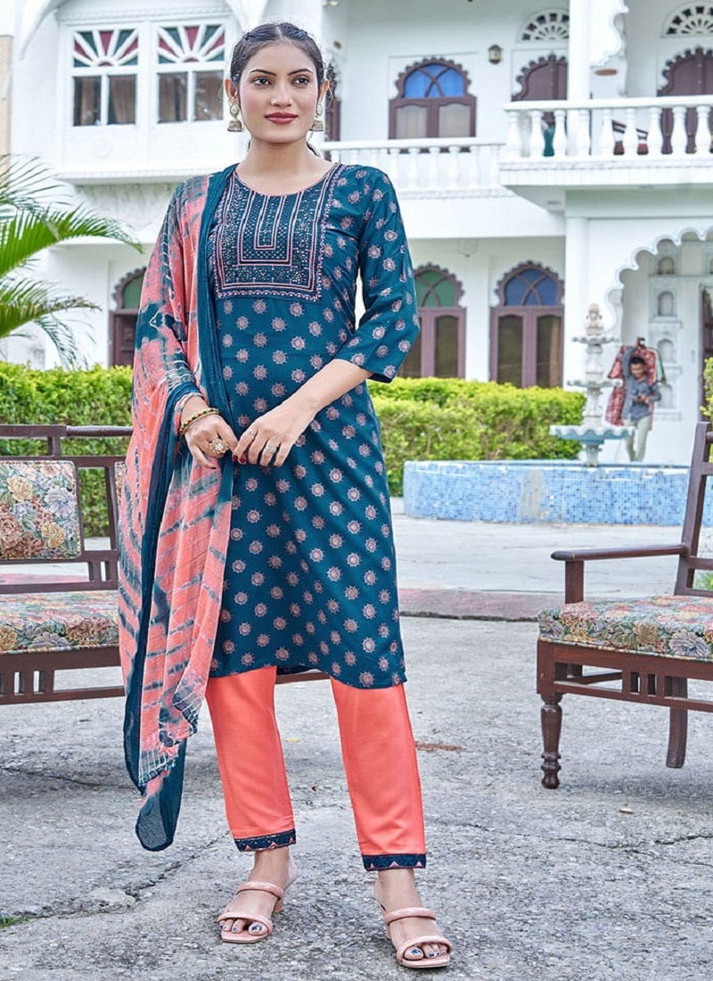 Kinti Sabhyata Vol 3 Heavy Rayon Kurti Pant With Dupatta
